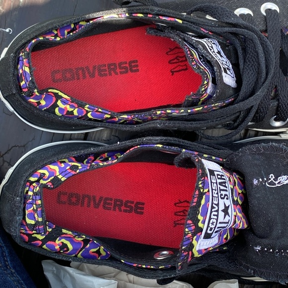 Converse All Star Black/ Multi Color Double Tongue Chuck Taylor Sneakers Sz 7 - Picture 8 of 10